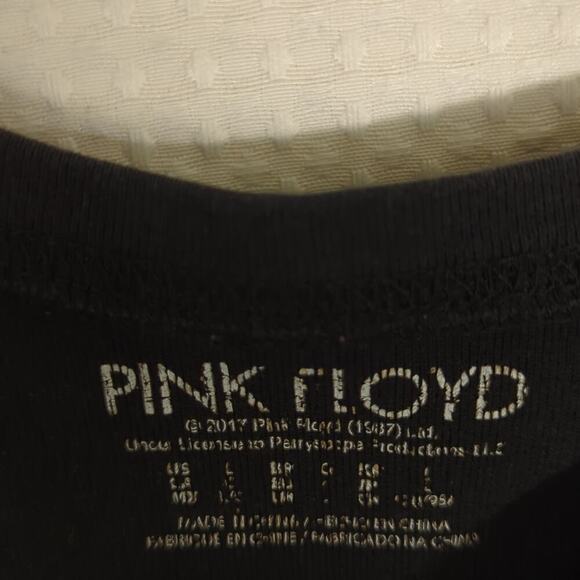 Pink Floyd Crop Top L Black Embroidered Dark Side Moon Band Tee Rock Concert - Picture 2 of 4